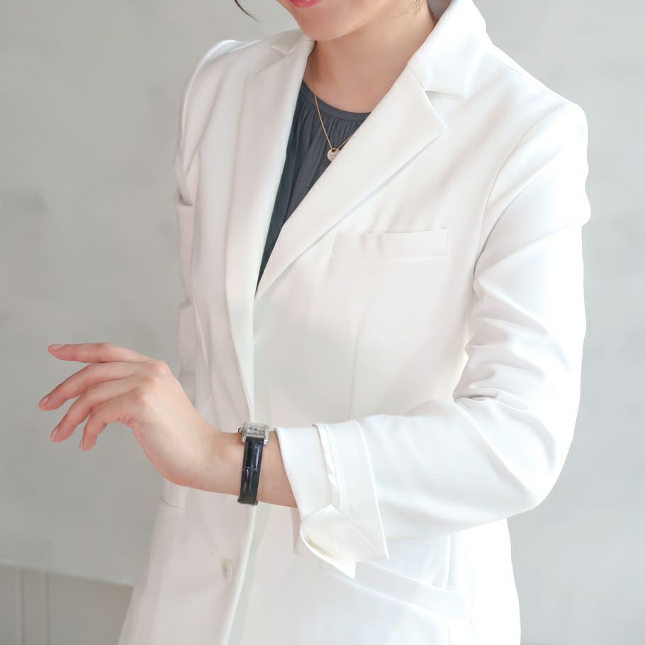 エムドレスト　レディース白衣　テーラードカラードクターコート画像4